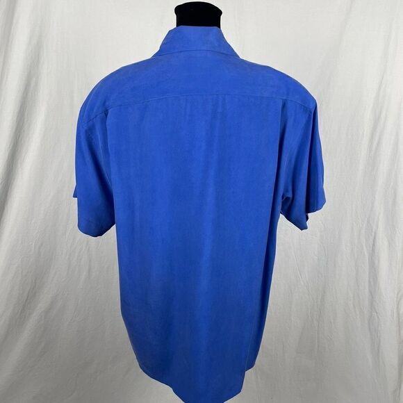 Vintage Peter Martin 100% Silk Vibrant Blue Safari Button Down Blouse - Picture 3 of 6